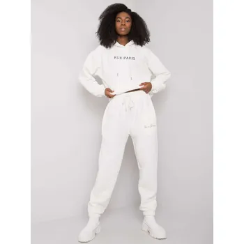 Smetanové dámské prošívané tepláky s nápisem RV-DR-7445.03X-ecru Velikost: L/XL