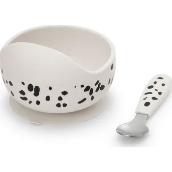 dětská jídelní sada Silikonová miska se lžičkou Elodie Details - Dalmatian Dots