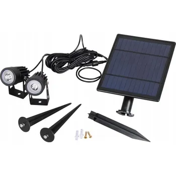 Venkovní osvětlení Solární zahradní lampa LED 2x3W 6000K se soumrakovým senzorem a 5W panelem