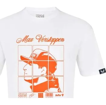 Pánské tričko Castore Tričko Oracle Red Bull Racing Max Verstappen MV1 bílé Velikost: XXL