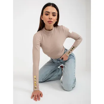 Dámské tričko Béžové triko s dlouhým rukávem TW-BZ-OB-009.28-beige Velikost: XL