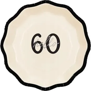Talíř Talířky Party Deco Papírové talířky krémové s mašličkou Hello 60, 6 18 cm, 6 ks