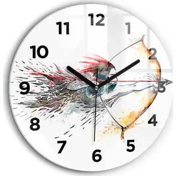 Hodiny Nástěnné skleněné hodiny se stylovým potiskem Bojovník na lovu fi60 cm