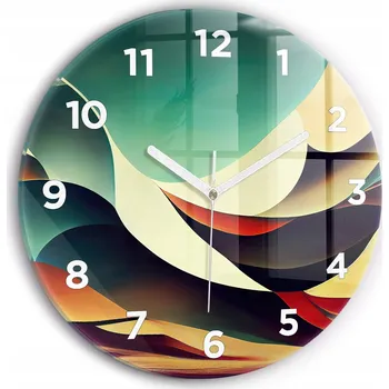 Hodiny Skleněné nástěnné hodiny se stylovým potiskem Abstraktní linie pozadí průměr 30 cm