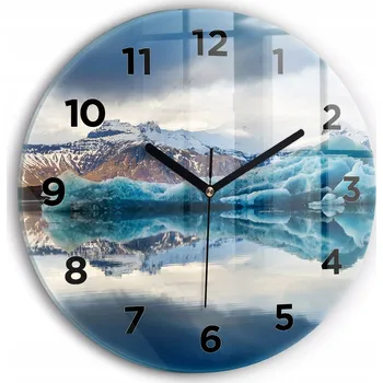 Hodiny Ozdobné nástěnné hodiny s krásnou grafikou Jezero Jökulsárlón Island průměr 30 cm