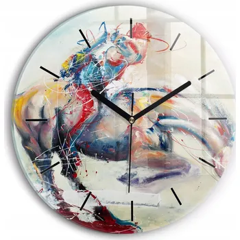 Hodiny Tiché foto nástěnné hodiny Ilustrace cválající koně kulatý průměr 30 cm