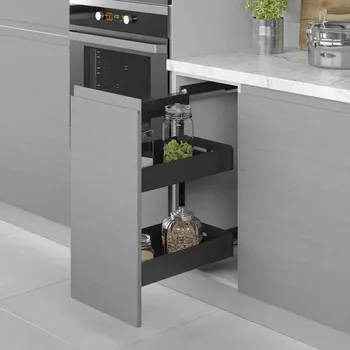 úložný prostor na hračky Plnovýsuvný 2 koš s tlumením STARAX Unique Box levý antracit s výsuvy BLUM 400mm - 355x470x635mm S-2793-UB-A