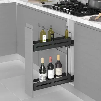 úložný prostor na hračky Starax Plnovýsuvný 2 koš s tlumením STARAX- lahvovník Unique Box pravý antracit s výsuvy BLUM 150mm-108x475x556mm S-2661-UB-A