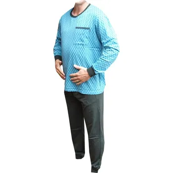 Pánské pyžamo xcena Bavlněné pyžama s náplety Velikost: XXL