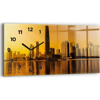 Hodiny Skleněné moderní nástěnné hodiny s potiskem 60x30 cm Řeka Zhujiang, Čína