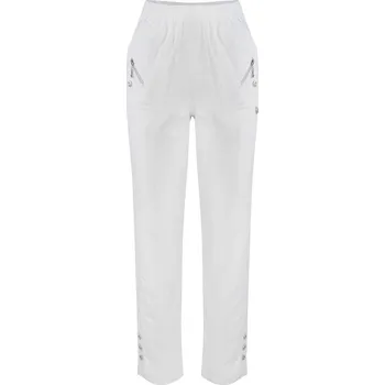 Dámské kalhoty Pohodlné elastické dámské kalhoty s gumou rovného střihu velikost 54