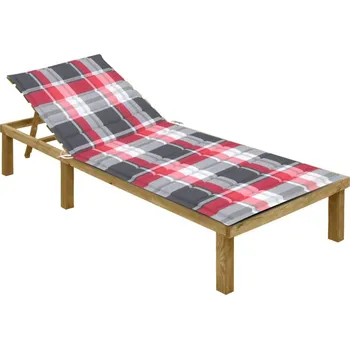 Zahradní lehátko vidaXL Zahradní lehátko s poduškou impregnované borové dřevo [3065819] Barva: Vzor červená kostka