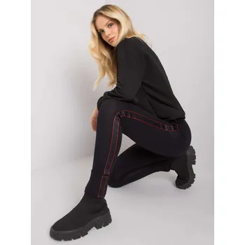 Dámské legíny Černé legíny Emma s lesklým pruhem s vínovým lemováním -RV-LG-7377.05P-black Velikost: XL