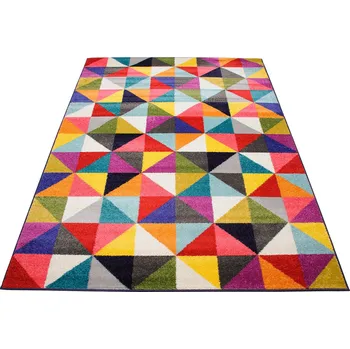 Koberec Makro Abra Moderní kusový koberec SALSA 0139C Trojúhelníky vícebarevný Rozměr: 140x190 cm