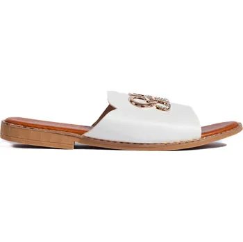 Dámské pantofle Bílé Stylové dámské nazouváky KK-722W Velikost: 36