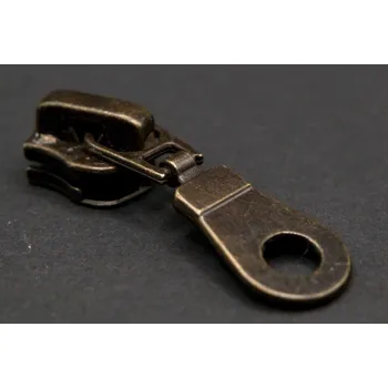 Zip Jezdec do kovového zipu - starokovová - velikost 8