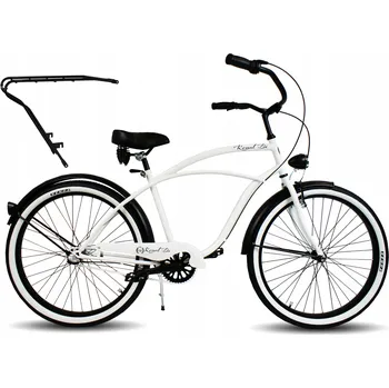 Městské kolo Pánské plážové kolo Cruiser 26 BONNIE RoyalBi 3 rychlosti bílé retro s nosičem