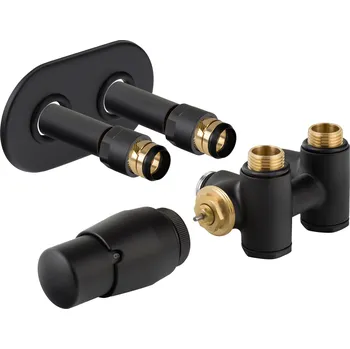 Radiátor HOPA THERMCOMB-SET, středový ventil (Z4K) s připojením pro elektrickou tyč Barva - Černá strukturální, Varianta - Levá RDTHERCOMSETLMB