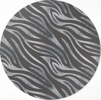 Koberec Designový vinylový Kulatý Koberec průměr 50 cm, vzor zebra, nepravidelné pruhy