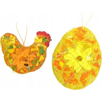 Velikonoční dekorace Velikonoční dekorace - sisal závěsná, 30 cm, motiv: rampouch/kuře/vajíčko.