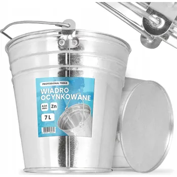 Zednická nádoba KOVové POZINKOVANÉ VEDRO 7L Stavební Zahradní PLECHOVÉ Vědro S UCHEM