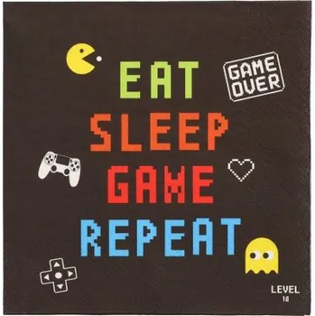 Papírový ubrousek Ubrousky na dětskou oslavu narozenin pro fanouška her, papírové, ekologické, 33x33 cm, 20 ks