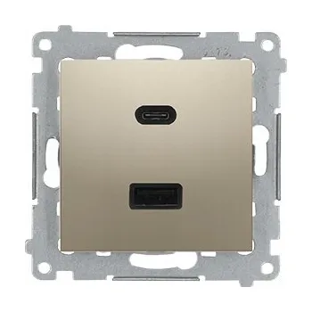 Elektrická zásuvka USB C+A nabíječka (modul), 30W, 230V, matná zlatá Simon 54 DEC2CAQ.01/44