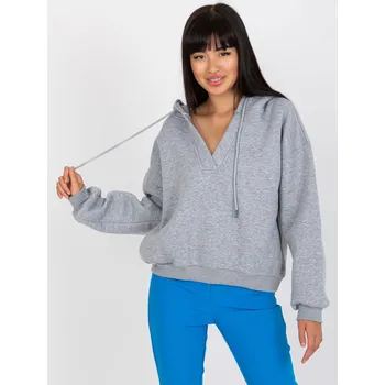 Dámská mikina Šedá mikina s výstřihem -RV-BL-7998.60P-grey Velikost: L/XL
