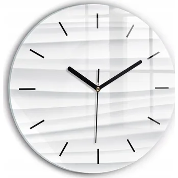 Hodiny Moderní skleněné foto hodiny na zeď tichý mechanismus Vlny textura průměr 30 cm