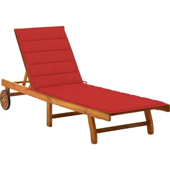 Zahradní lehátko vidaXL Zahradní lehátko s poduškou masivní akáciové dřevo [3061347] Barva: Červená