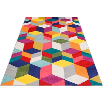 Koberec Makro Abra Moderní kusový koberec SALSA 9815A Geometrický vícebarevný Rozměr: 80x150 cm