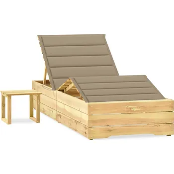 Zahradní lehátko OMAXI Zahradní lehátko se stolkem a poduškou impregnovaná borovice 303764