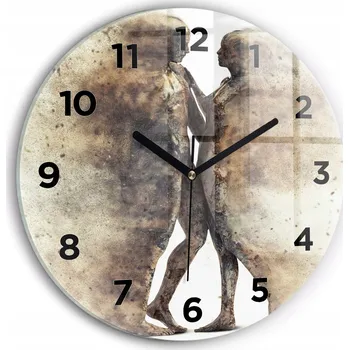 Hodiny Moderní skleněné nástěnné hodiny Abstrakce lidé z písku kulatý průměr 30 cm