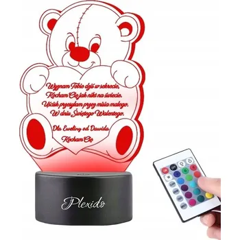 Dekorativní svítidlo LAMPKA NA SKLE Dárek k Valentýnu 3D LED RGB + DÁLKOVÝ OVLADAČ 16 BAREV