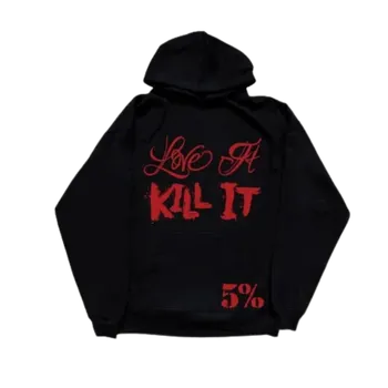 Pánská mikina OG Černá mikina s červeným nápisem LOVE IT KILL IT L