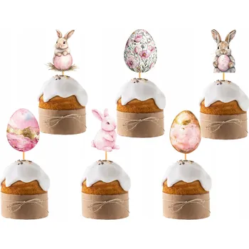 Party dekorace OZDOBA NA DORT Zápichy do dortu Velikonoce ZAJÍČEK VAJÍČKA dekorace 6 Ks 3