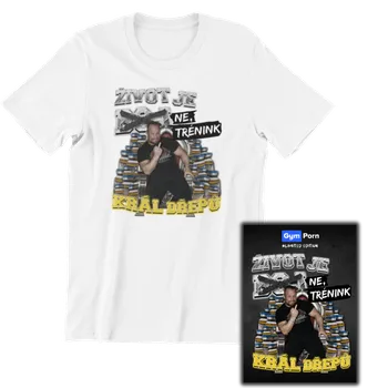 Pánské tričko LIMITOVANÉ TRIČKO - Král Dřepů! - BÍLÁ + SBĚRATELSKÁ KARTIČKA XXXL
