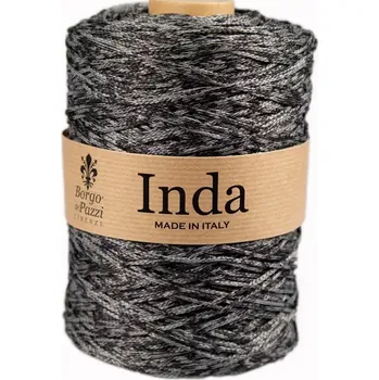 Příze Borgo de Pazzi Inda 14 Šedočerný melír (Špagátová příze Inda 14 Grigio nero melange)