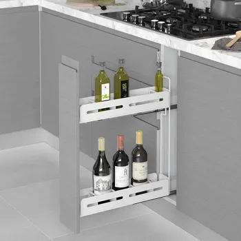 úložný prostor na hračky Starax Plnovýsuvný 2 koš s tlumením STARAX- lahvovník Unique Box pravý bílý s výsuvy BLUM 150mm-108x475x556mm S-2661-UB-W