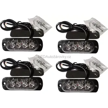 Maják LED stroboskop maják 4 ks - 4 LED 12V 24V 2W oranžový (1 sada = 4 ks)