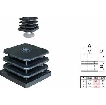 Ucpávka plastová regulovatelná černá 40x40mm/M10 bez šroubu
