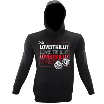 Pánská mikina LOVE IT, KILL IT DUMBBELL, BLACK PULLOVER HOODIE XXXL