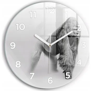 Hodiny Moderní skleněné hodiny s grafikou na zeď Kolekce umění zvířat průměr 30 cm