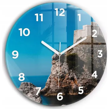 Hodiny Ozdobné nástěnné hodiny s krásnou grafikou Útesy v Dubrovníku kulatý průměr 30 cm