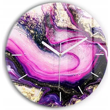 Hodiny Minimalistické Skleněné Nástěnné Hodiny s S Potiskem Abstrakce mramor průměr 30 cm