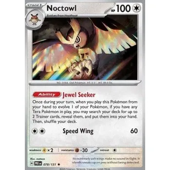Karetní hra Pokémon PRE 078/131 Noctowl - Prismatic Evolutions Stav: Near Mint, Verze: HOLO