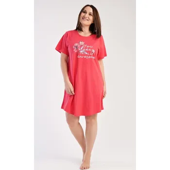 Dámská noční košile Dámská noční košile s krátkým rukávem Casandra - korálová - 4XL