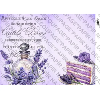 Výtvarný papír Rýžový a soft papír na decoupage - Levandule vintage - KB0473 Materiál: Rýžový papír, Rozměr: A4