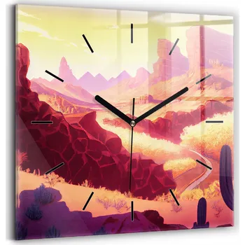 Hodiny Skleněné nástěnné hodiny s tichým chodem - Arizona, poušť