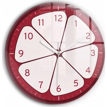 Hodiny Skleněné foto hodiny na zeď Rozkrojené ovoce kulatý bílé ručičky průměr 30 cm